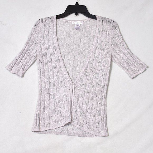 White House Black Market Silver Women's Singel Button Cardigan Sweater Size Smal - Picture 1 of 6